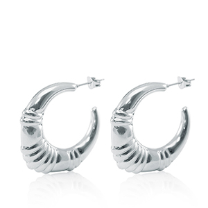 Stainless steel earrings / earpins creole oval Silver