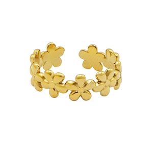 Stainless steel rings flower Gold
