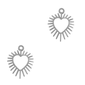 Stainless steel charms heart Antique Silver