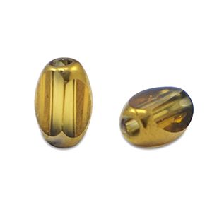 Oval glass beads Ochre Yellow Transparent-Gold