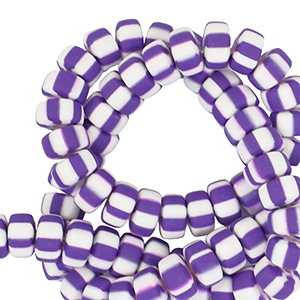 Polymer beads rondelle 7mm White-Purple
