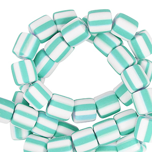 Polymer beads 6mm White-Turquoise