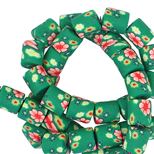 Polymer beads 6mm flower Green-Multicolour