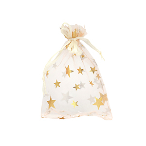 Jewellery Organza Bag 7x9cm star Apricot-Gold