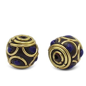 Bohemian beads Dark Royal Blue-Antique Gold