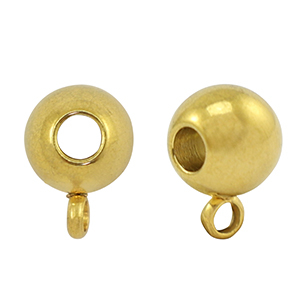 Stainless steel beads with eye 8mm Gold