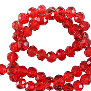 Top faceted beads 4x3mm disc Candy Red
