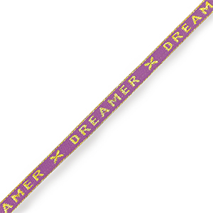 Ribbon text "dreamer" Paisley Purple-Gold