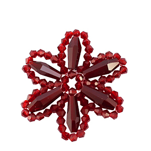 Top Faceted charms flower Burgundy Red