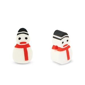 Polymer beads  Snowman White-Red-Black