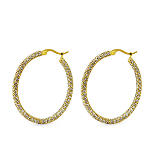 Stainless steel earrings zirconia creole Gold