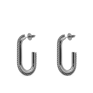 Stainless steel earrings / earpins oval Silver