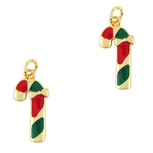 Brass TQ metal charms candy cane Gold