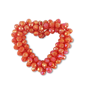 Top Faceted charms heart fiery red