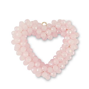 Top Faceted charms heart light pink