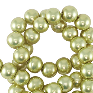 Glass pearls 8mm Light olive green
