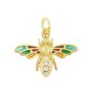 Brass TQ metal charms zirconia Bee Gold