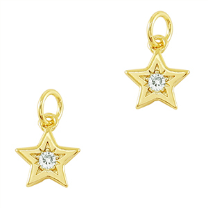 Brass TQ metal charms zirconia Star Gold