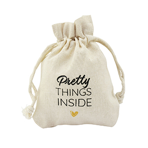Jewellery Linen Bag "a gift for you" Off White