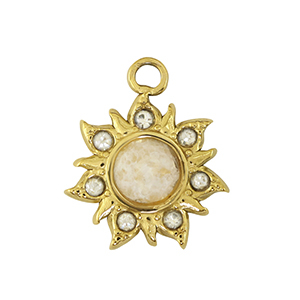 Stainless steel charms flower Gold / White