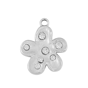 Stainless steel charms flower Silver / Crystal
