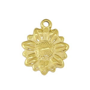 Stainless steel charms sunflower Gold