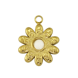 Stainless steel charms flower Gold / White