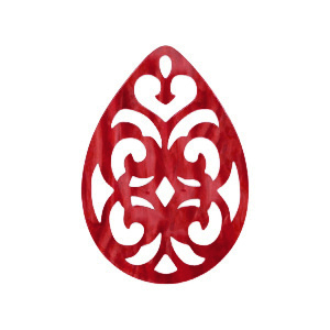 Resin pendants drop baroque 38x27mm Chilli Red