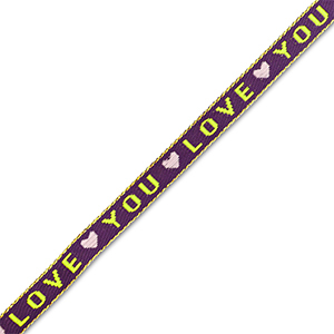 Ribbon tekst "love you" Purple-Lime Green