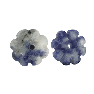 Natural stone beads Sodalite and Microclin flower Blue-white