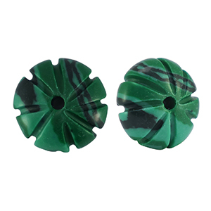 Natural stone beads glass flower Green-black