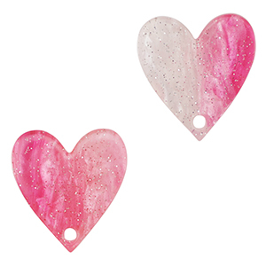 Resin pendants heart Pink