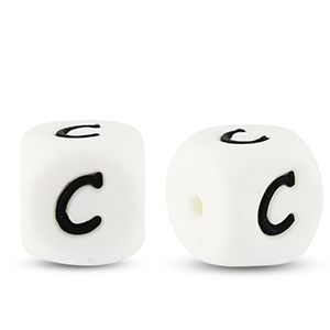 Letter beads silicone C White-black