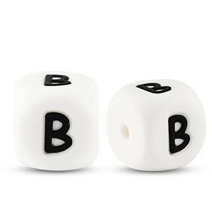 Letter beads silicone B White-black