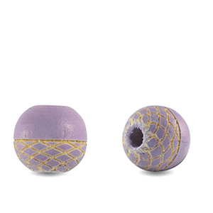 Wooden beads round 10mm pattern Light purple