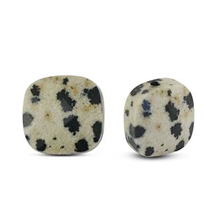 Natural stone beads Dalmatian Stone square Greige-Black