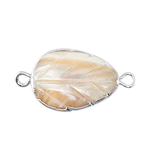 Freshwater pearls connector leaf Silver-Taupe