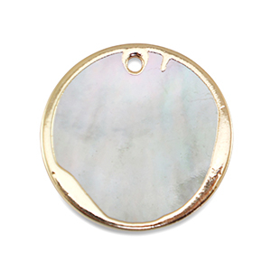 BQ Freshwater pearls charm round Gold-Natural White