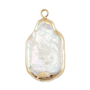 BQ Freshwater pearls charm rectangle Gold-Natural White