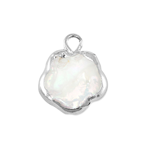 Freshwater pearls charm flower Silver-Natural White