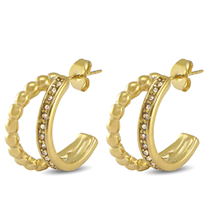 Stainless steel earrings / earpins zirconia Gold