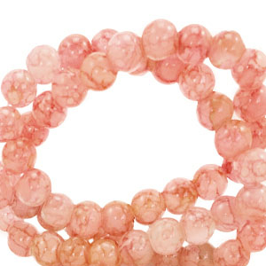 6 mm marbled glass beads Salmon Orange