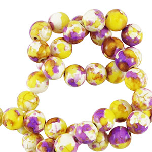 Beads Ceramic 8mm White-yellow purple