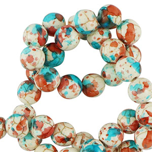 Beads Ceramic 8mm White-red blue