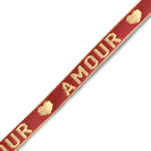 Ribbon text "amour" Warm Red-Beige
