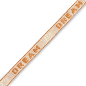 Ribbon text "dream" Beige-Brown