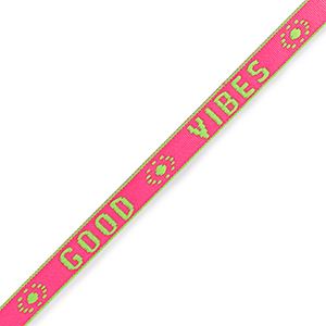 Ribbon text "good vibes" Neon Pink-Green