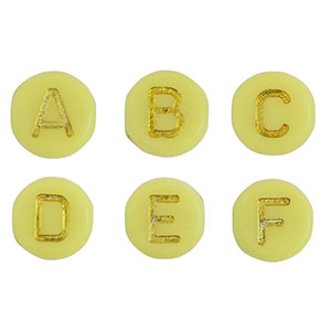 Acrylic letter beads mix Yellow-Gold