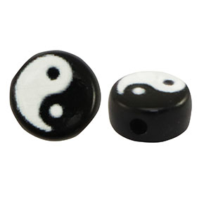 Acrylic letter beads Yin & Yang Black-White
