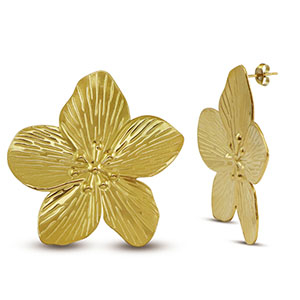 Stainless steel earrings / earpin flower Gold
